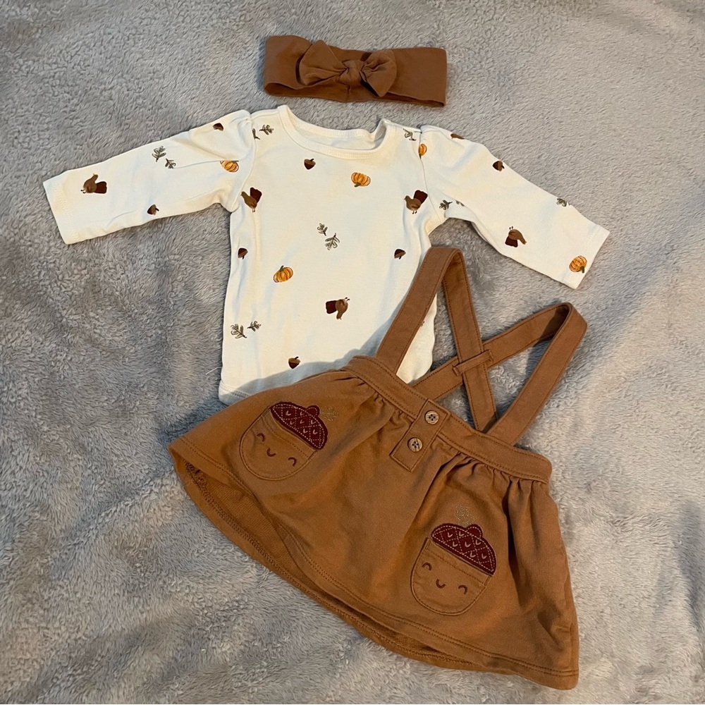 Fall acorn outfit baby girl 3-6 months